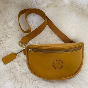 1996 Olympic Coach Mustard Yellow Leather Bag vintage